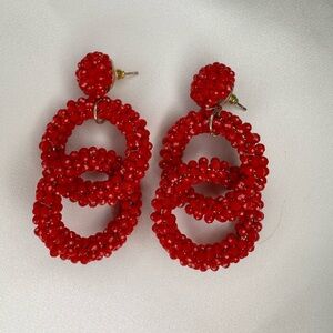 Elegant Red Beaded Earrings